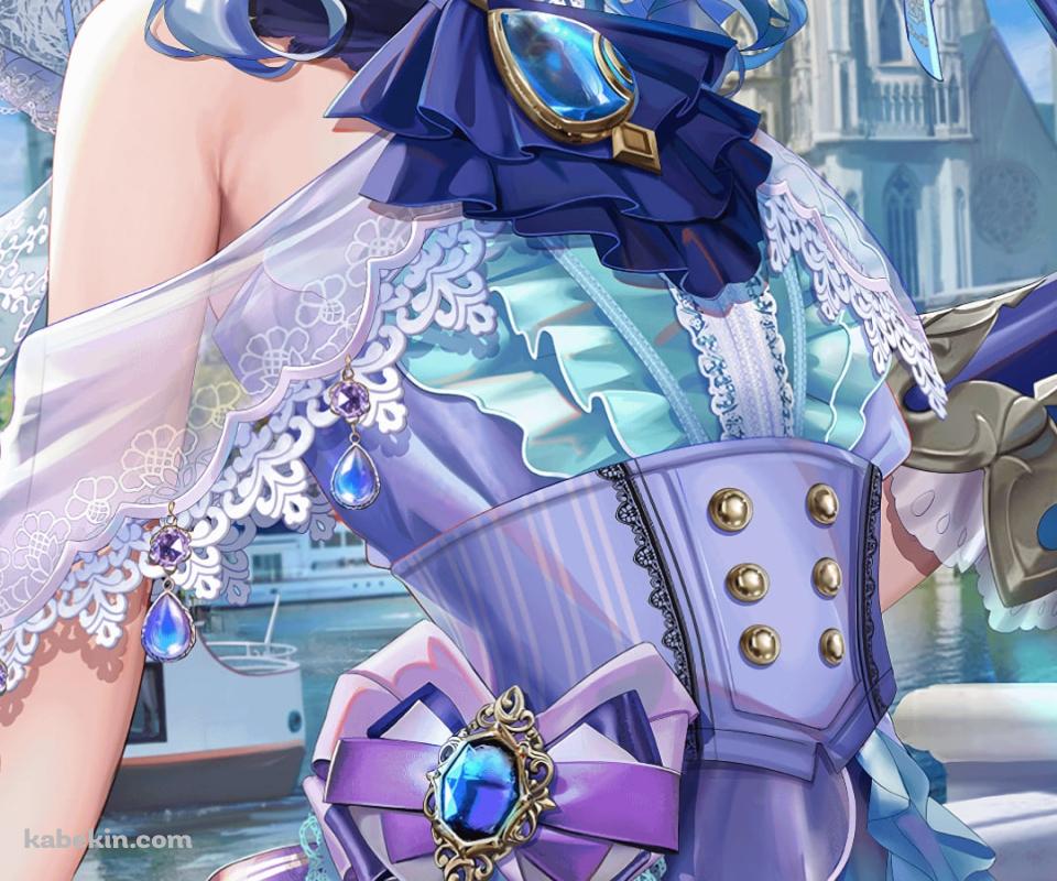 紫のドレスを着た可愛いフリーナ / Furina / 原神 / Genshin ImpactのAndroidの壁紙(960px x 800px) スマホ用