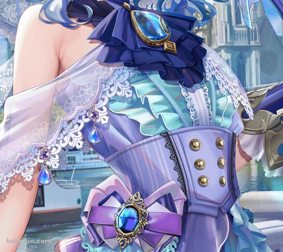 紫のドレスを着た可愛いフリーナ / Furina / 原神 / Genshin ImpactのAndroidの壁紙(960px x 854px) スマホ用