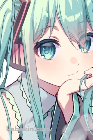 頬杖をつく可愛い初音ミク / ホットコーヒー / ボカロのAndroidの壁紙(320px x 480px) スマホ用