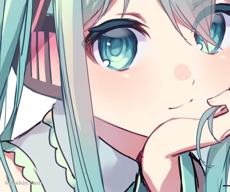 頬杖をつく可愛い初音ミク / ホットコーヒー / ボカロのAndroidの壁紙(960px x 800px) スマホ用