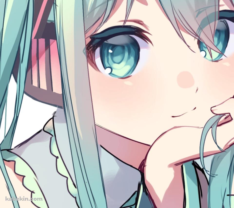 頬杖をつく可愛い初音ミク / ホットコーヒー / ボカロのAndroidの壁紙(960px x 854px) スマホ用