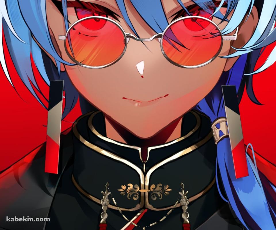 黒・赤の服を着て赤いサングラスを付けた星街すいせい / ホロライブ / バーチャルYouTuber / VtuberのAndroidの壁紙(960px x 800px) スマホ用