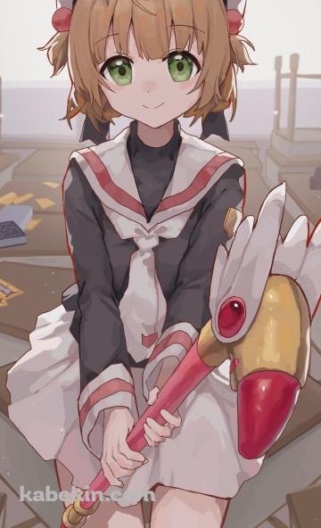 魔法の杖を持つ木之本桜 / カードキャプターさくらのAndroidの壁紙(360px x 592px) スマホ用
