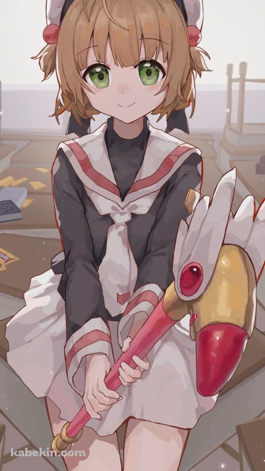 魔法の杖を持つ木之本桜 / カードキャプターさくらのAndroidの壁紙(540px x 960px) スマホ用