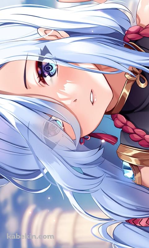 耳元に手を当てて目を見開いた申鶴 / 原神のAndroidの壁紙(480px x 800px) スマホ用