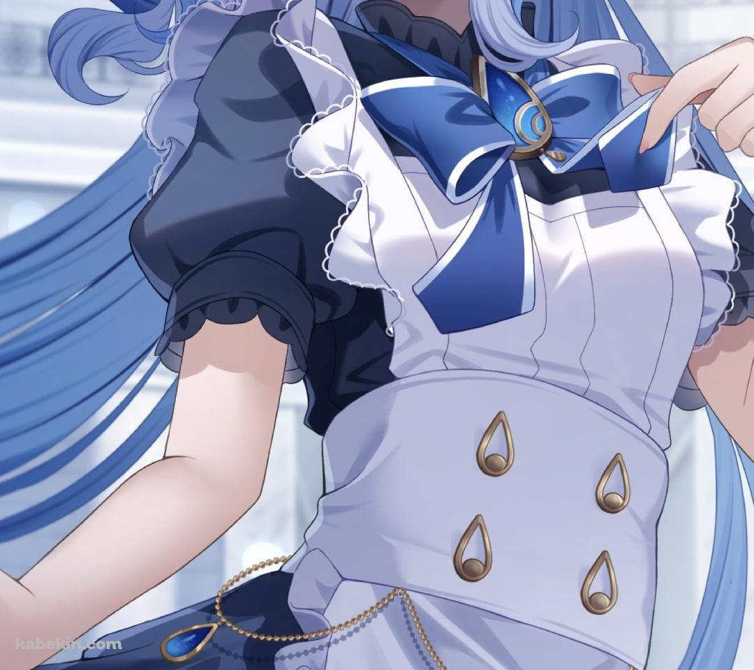 スカートの裾を持つメイド姿のフリーナ / 可愛い / 原神のAndroidの壁紙(1080px x 960px) スマホ用