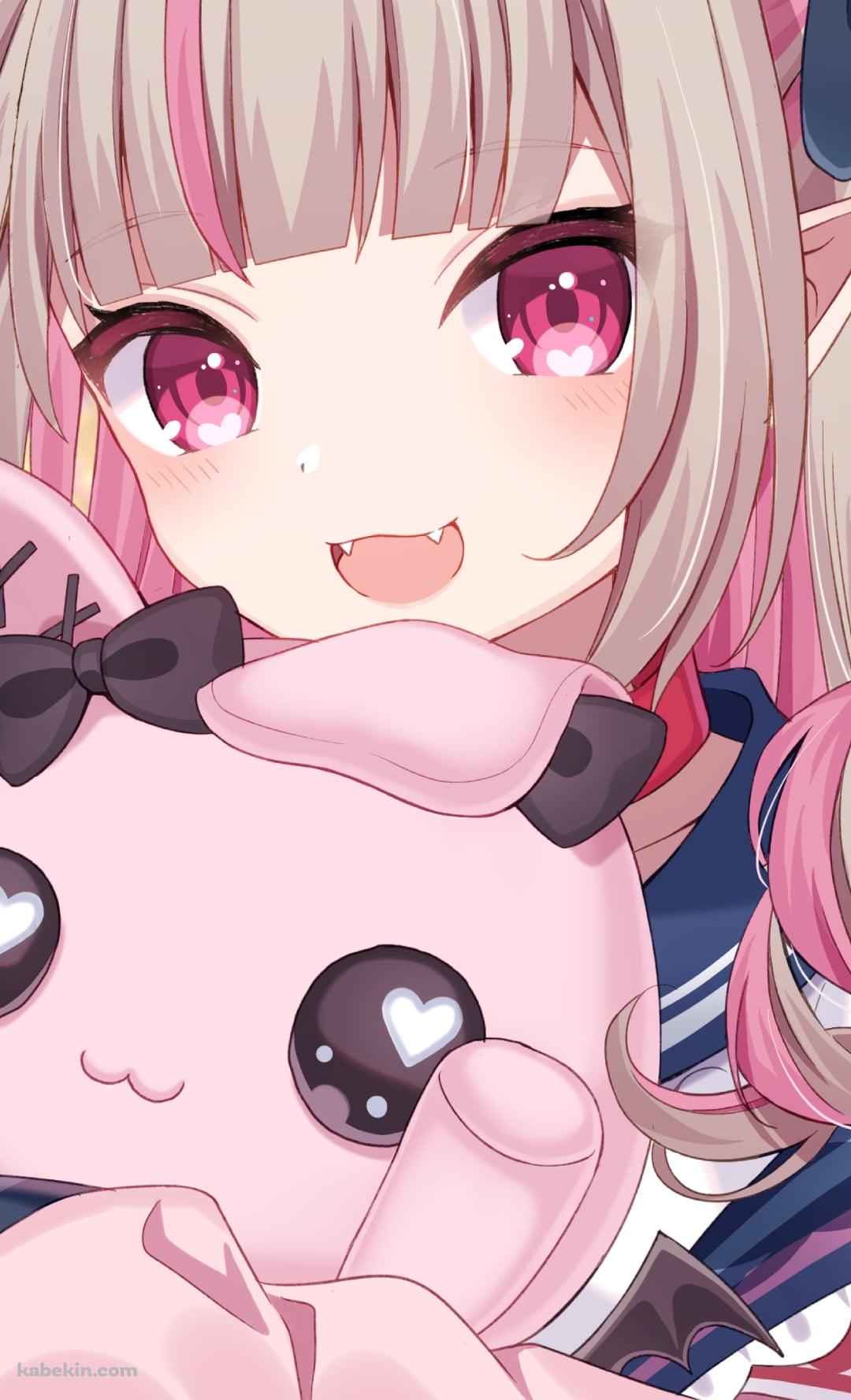デビットを抱く笑顔の魔界ノりりむ / にじさんじ / バーチャルYouTuber / VtuberのAndroidの壁紙(1080px x 1776px) スマホ用