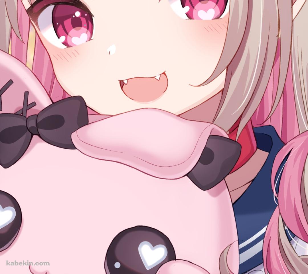 デビットを抱く笑顔の魔界ノりりむ / にじさんじ / バーチャルYouTuber / VtuberのAndroidの壁紙(1080px x 960px) スマホ用