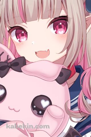 デビットを抱く笑顔の魔界ノりりむ / にじさんじ / バーチャルYouTuber / VtuberのAndroidの壁紙(320px x 480px) スマホ用