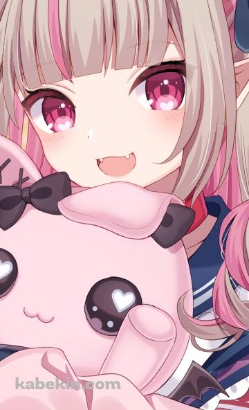 デビットを抱く笑顔の魔界ノりりむ / にじさんじ / バーチャルYouTuber / VtuberのAndroidの壁紙(360px x 592px) スマホ用