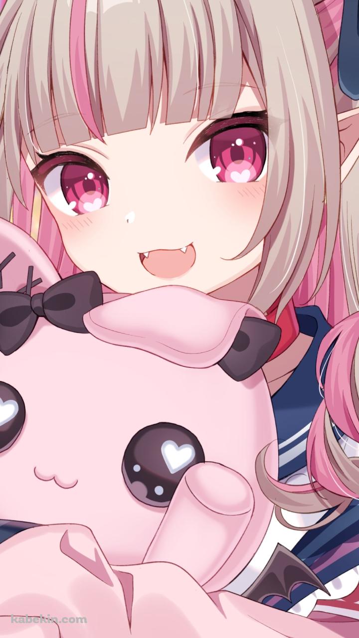 デビットを抱く笑顔の魔界ノりりむ / にじさんじ / バーチャルYouTuber / VtuberのAndroidの壁紙(720px x 1280px) スマホ用