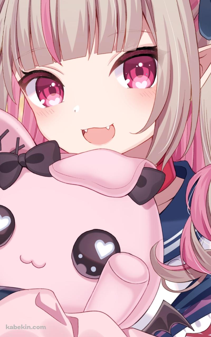 デビットを抱く笑顔の魔界ノりりむ / にじさんじ / バーチャルYouTuber / VtuberのAndroidの壁紙(800px x 1280px) スマホ用
