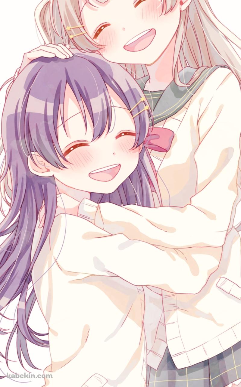 園田海未の頭をナデナデする南ことり / ラブライブ!のAndroidの壁紙(800px x 1280px) スマホ用