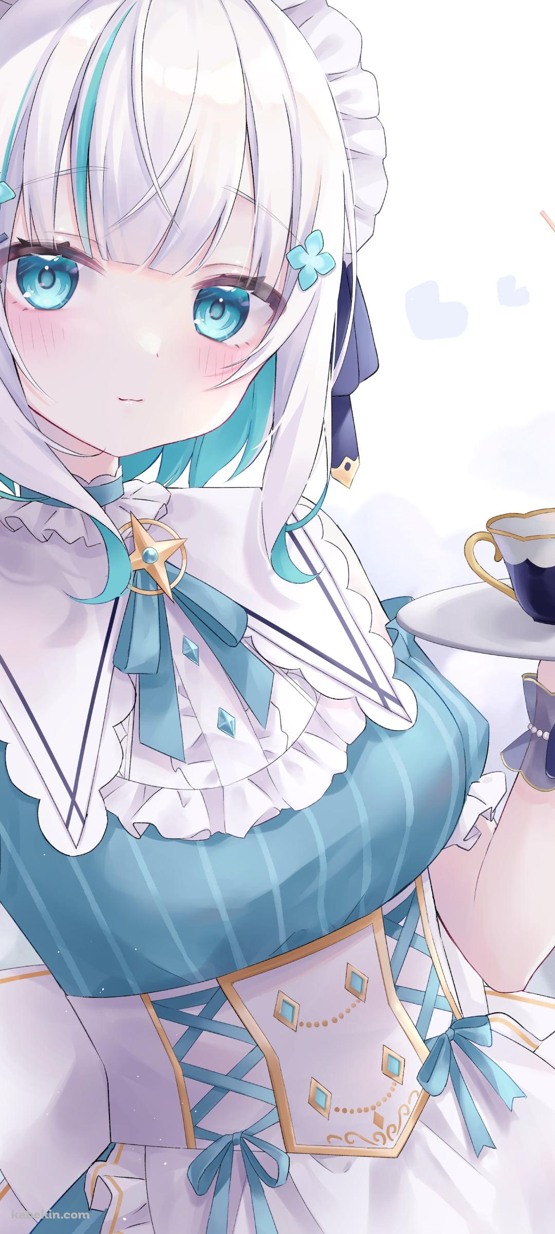 パフェを運ぶメイド姿のアルス・アルマル / 可愛い / にじさんじ / バーチャルYouTuber / VtuberのAndroidの壁紙(1080px x 2400px) スマホ用