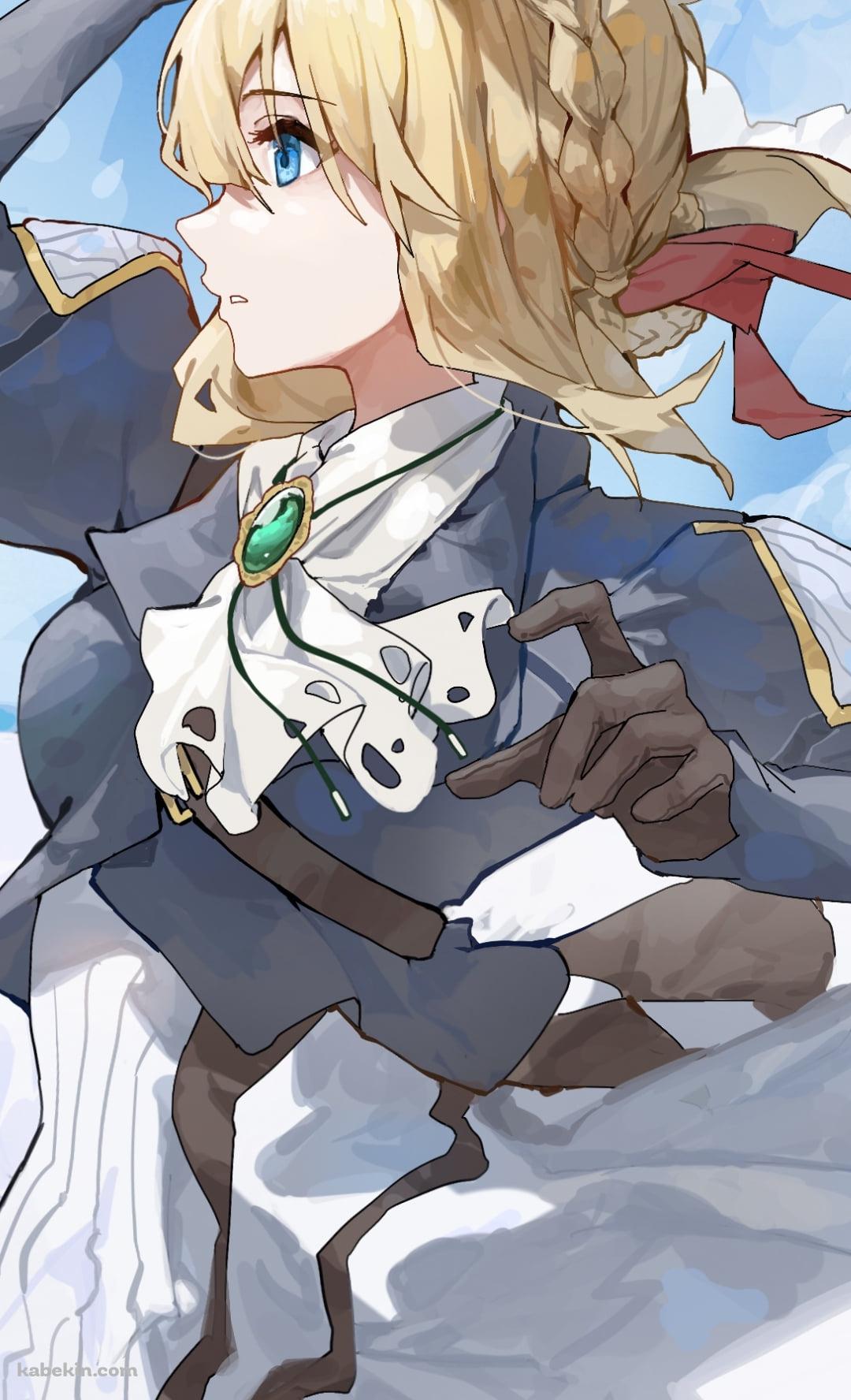 傘をさし空を飛ぶヴァイオレット・エヴァーガーデンのAndroidの壁紙(1080px x 1776px) スマホ用