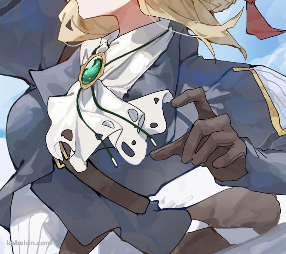 傘をさし空を飛ぶヴァイオレット・エヴァーガーデンのAndroidの壁紙(960px x 854px) スマホ用