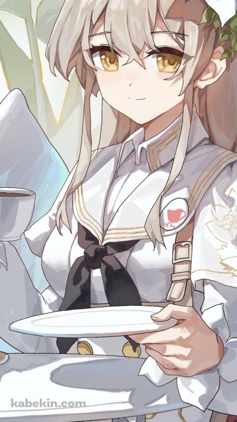 お茶をする桐藤ナギサ / ティータイム / ブルアカのAndroidの壁紙(480px x 854px) スマホ用