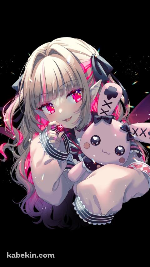 赤い宝石とデビットを持つ魔界ノりりむ / にじさんじ / バーチャルYouTuber / VtuberのAndroidの壁紙(480px x 854px) スマホ用