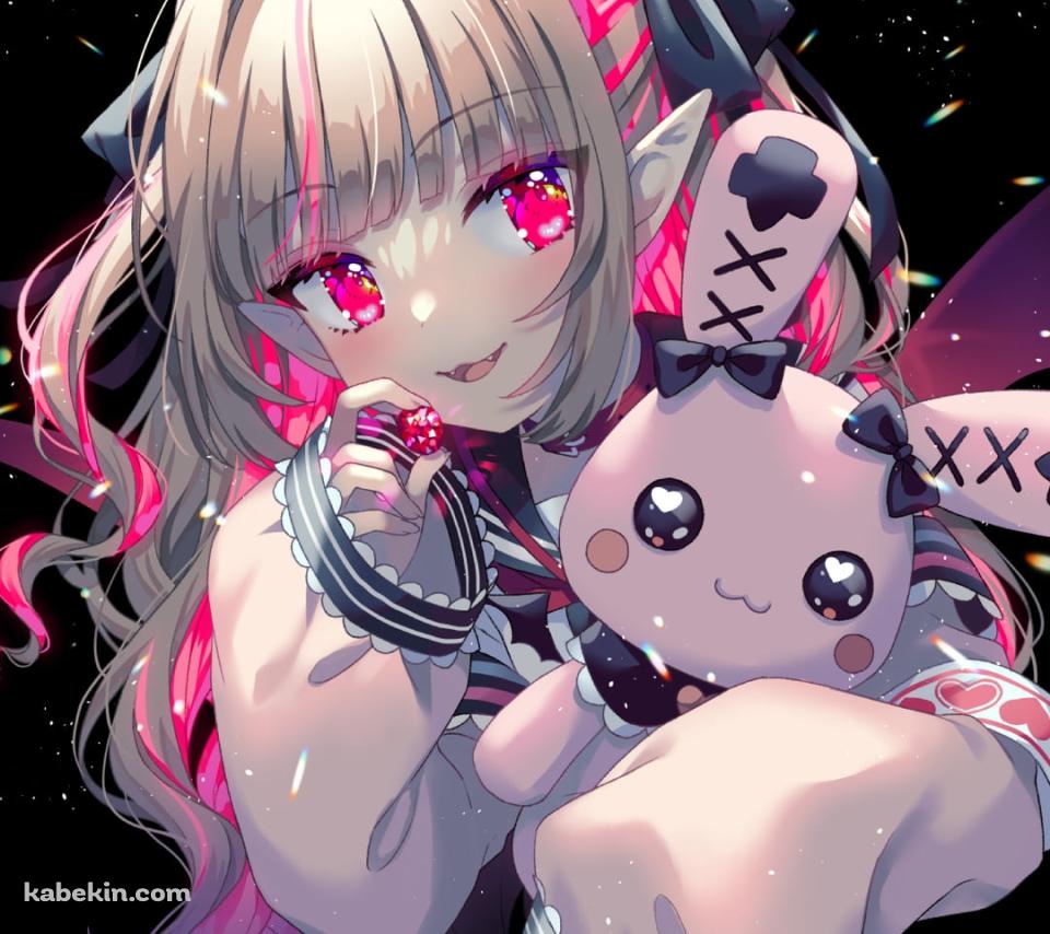 赤い宝石とデビットを持つ魔界ノりりむ / にじさんじ / バーチャルYouTuber / VtuberのAndroidの壁紙(960px x 854px) スマホ用
