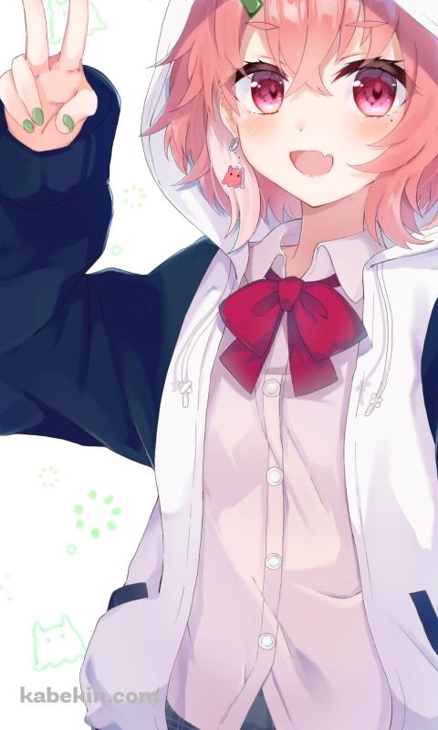 ピースをする笹木咲 / にじさんじ / バーチャルYouTuber / VtuberのAndroidの壁紙(480px x 800px) スマホ用