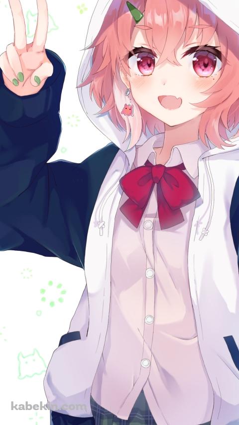 ピースをする笹木咲 / にじさんじ / バーチャルYouTuber / VtuberのAndroidの壁紙(480px x 854px) スマホ用