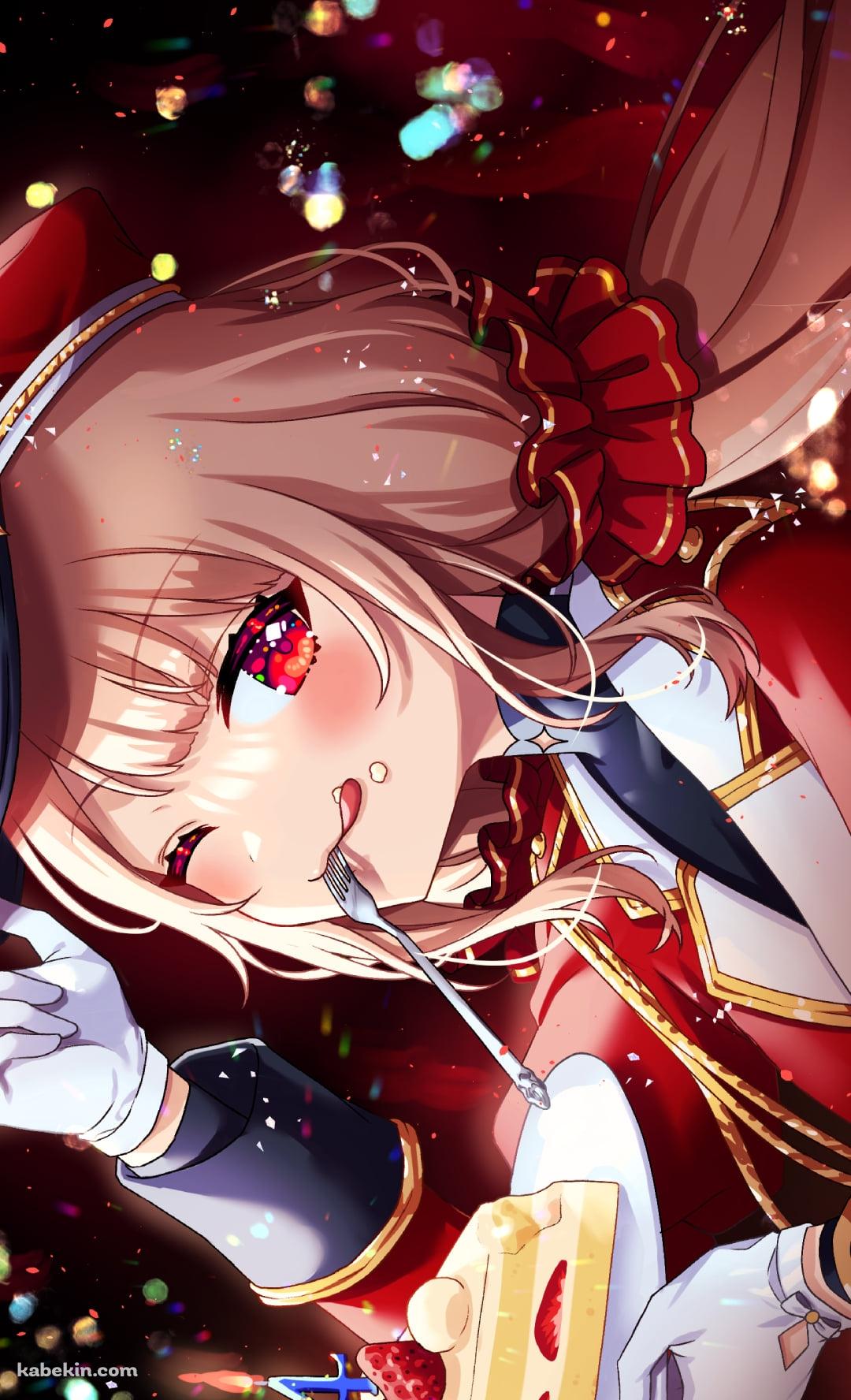 ショートケーキを持ちウィンクするエルフのえる / にじさんじ / バーチャルYouTuber / VtuberのAndroidの壁紙(1080px x 1776px) スマホ用