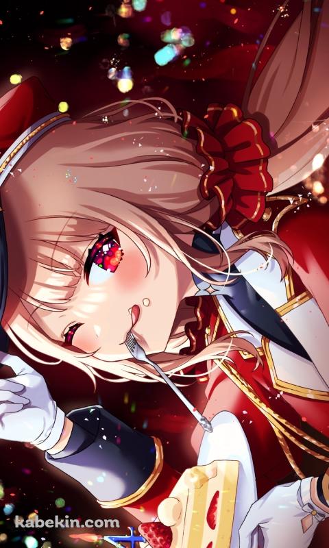 ショートケーキを持ちウィンクするエルフのえる / にじさんじ / バーチャルYouTuber / VtuberのAndroidの壁紙(480px x 800px) スマホ用