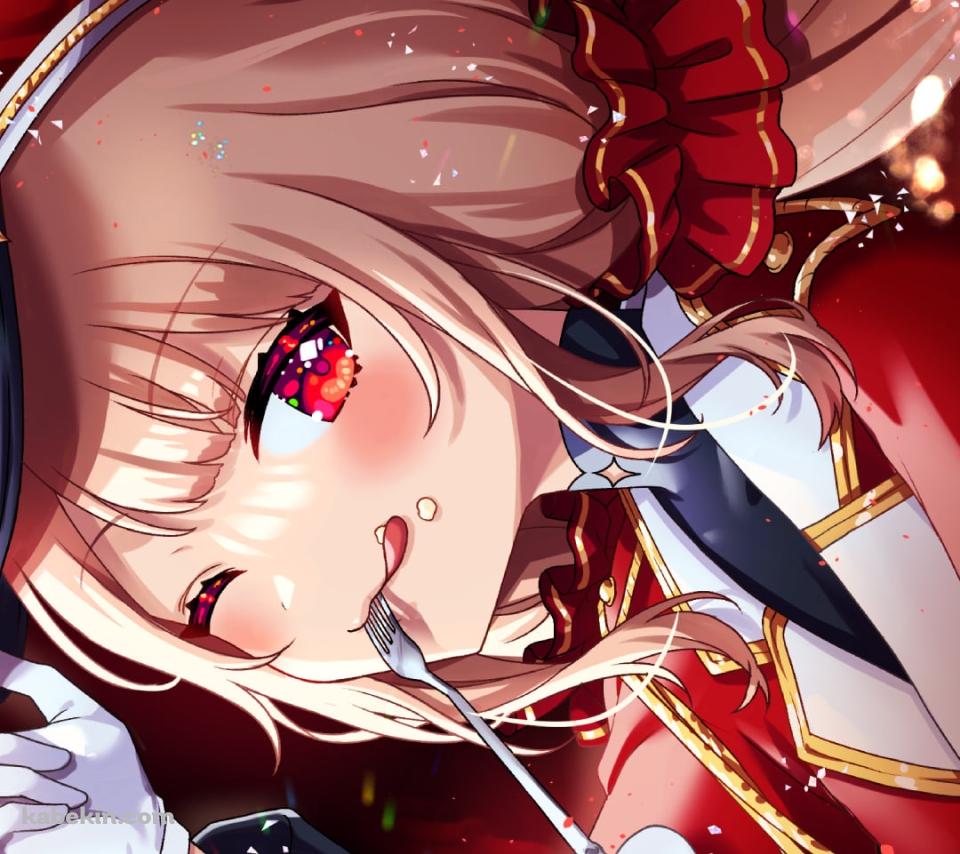 ショートケーキを持ちウィンクするエルフのえる / にじさんじ / バーチャルYouTuber / VtuberのAndroidの壁紙(960px x 854px) スマホ用