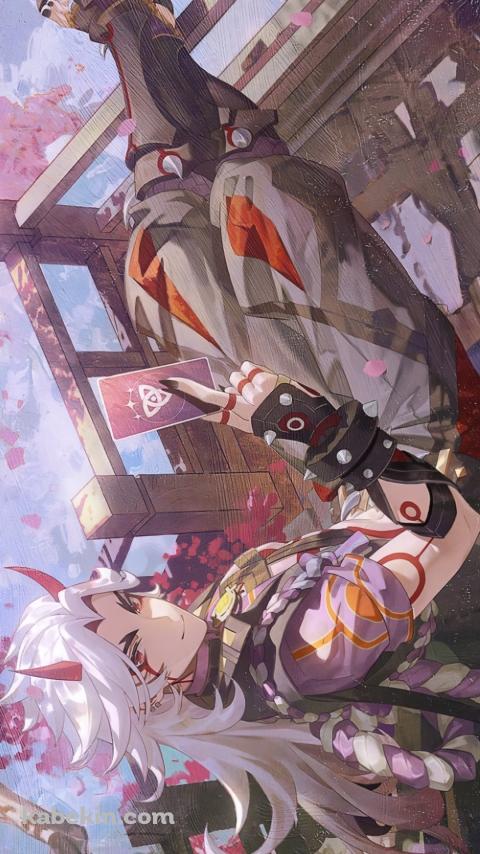 カードを持ちこちらを見つめる荒瀧一斗 / 原神のAndroidの壁紙(480px x 854px) スマホ用