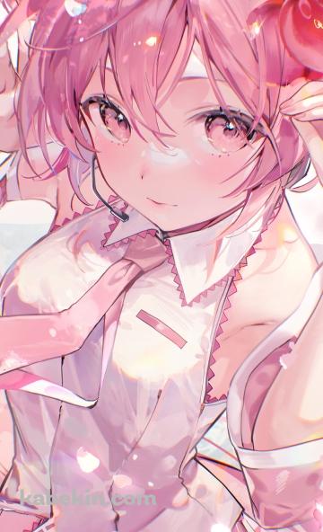 サクランボの髪飾りをつけこちらを見つめる桜ミク / 可愛い / 初音ミク / ボカロのAndroidの壁紙(360px x 592px) スマホ用