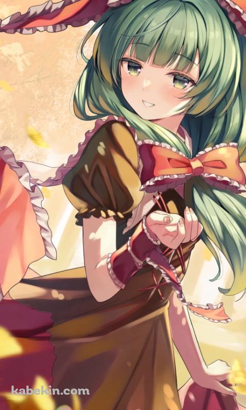 銀杏の葉と鍵山雛 / 赤いリボン / 東方のAndroidの壁紙(480px x 800px) スマホ用