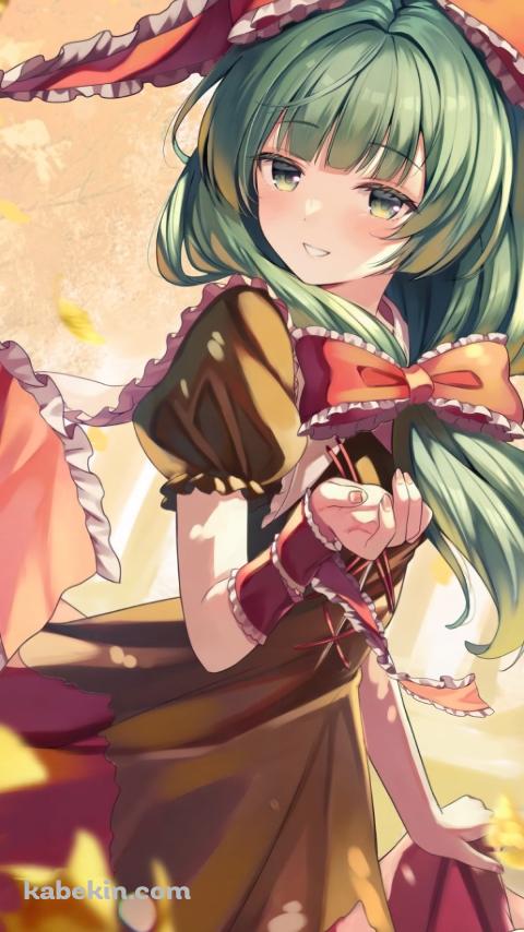 銀杏の葉と鍵山雛 / 赤いリボン / 東方のAndroidの壁紙(480px x 854px) スマホ用