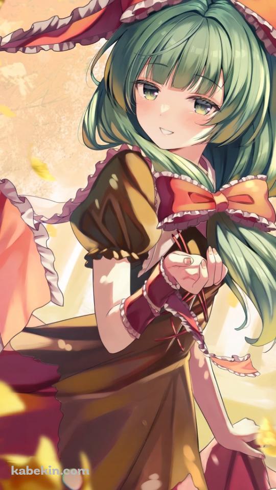 銀杏の葉と鍵山雛 / 赤いリボン / 東方のAndroidの壁紙(540px x 960px) スマホ用