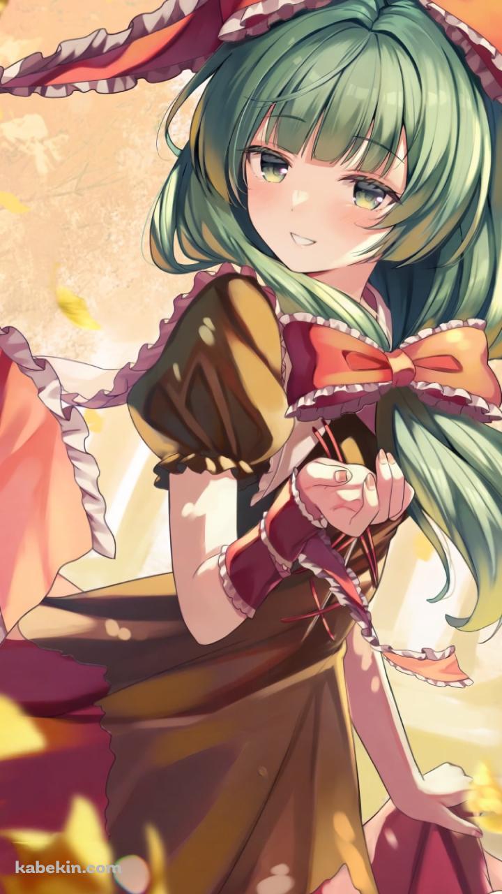 銀杏の葉と鍵山雛 / 赤いリボン / 東方のAndroidの壁紙(720px x 1280px) スマホ用