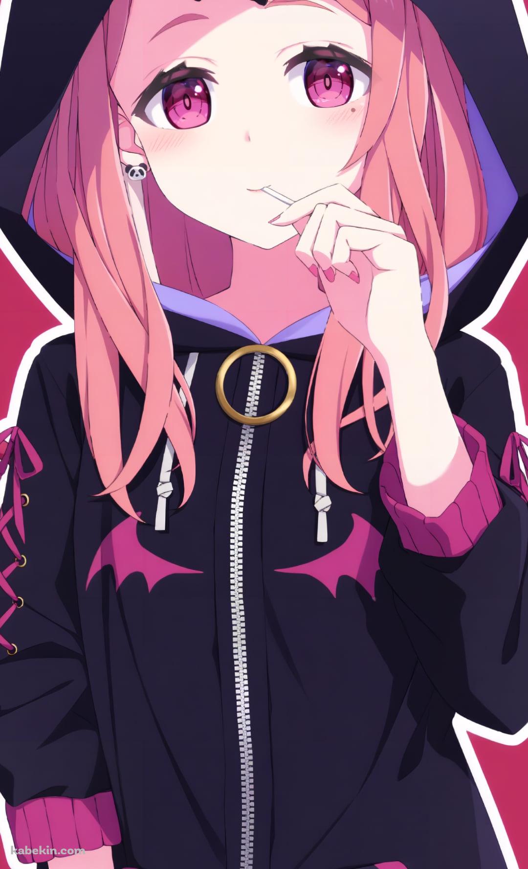 黒いフードを被った笹木咲 / 可愛い / 飴 / にじさんじ / バーチャルYouTuberのAndroidの壁紙(1080px x 1776px) スマホ用