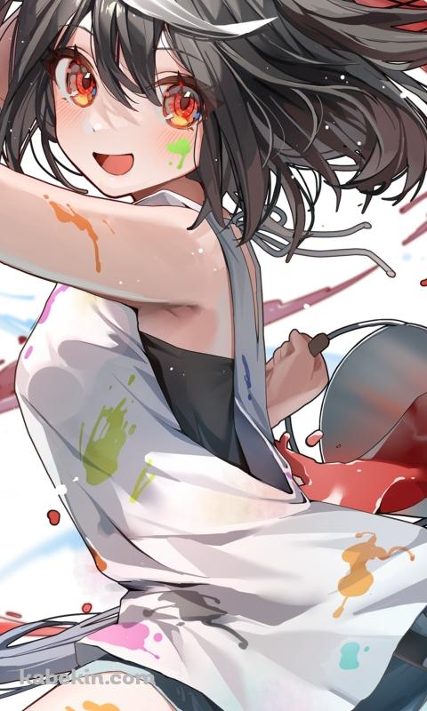 赤いペンキを撒き散らすキタサンブラック / ウマ娘プリティーダービーのAndroidの壁紙(480px x 800px) スマホ用
