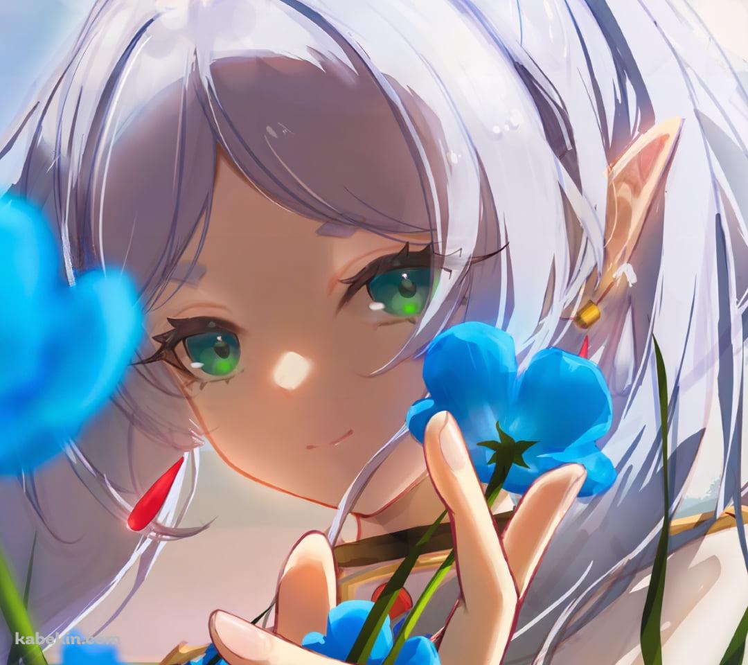 蒼月草を触るフリーレン / 葬送のフリーレンのAndroidの壁紙(1080px x 960px) スマホ用