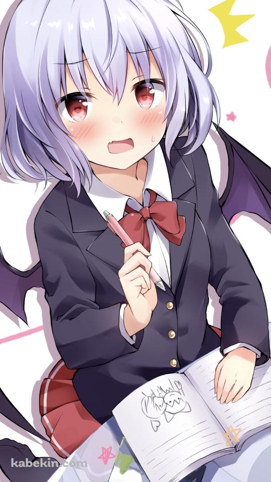 博麗霊夢のイラストを描くレミリア・スカーレット / 東方のAndroidの壁紙(540px x 960px) スマホ用