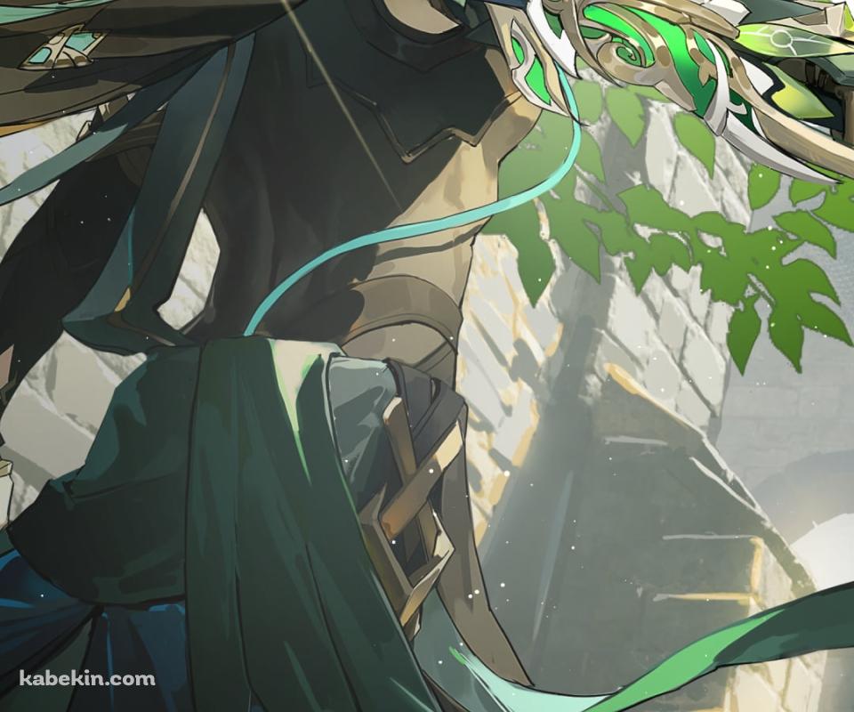 剣をかまえこちらに振り返るアルハイゼン / 原神のAndroidの壁紙(960px x 800px) スマホ用