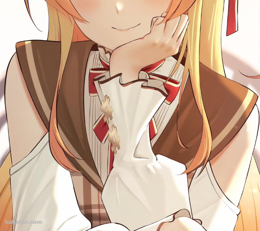 頬杖をつき微笑む可愛い音乃瀬奏 / ティーカップ / ホロライブ / バーチャルYouTuber / VtuberのAndroidの壁紙(1080px x 960px) スマホ用