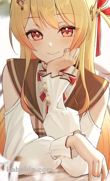 頬杖をつき微笑む可愛い音乃瀬奏 / ティーカップ / ホロライブ / バーチャルYouTuber / VtuberのAndroidの壁紙(360px x 592px) スマホ用