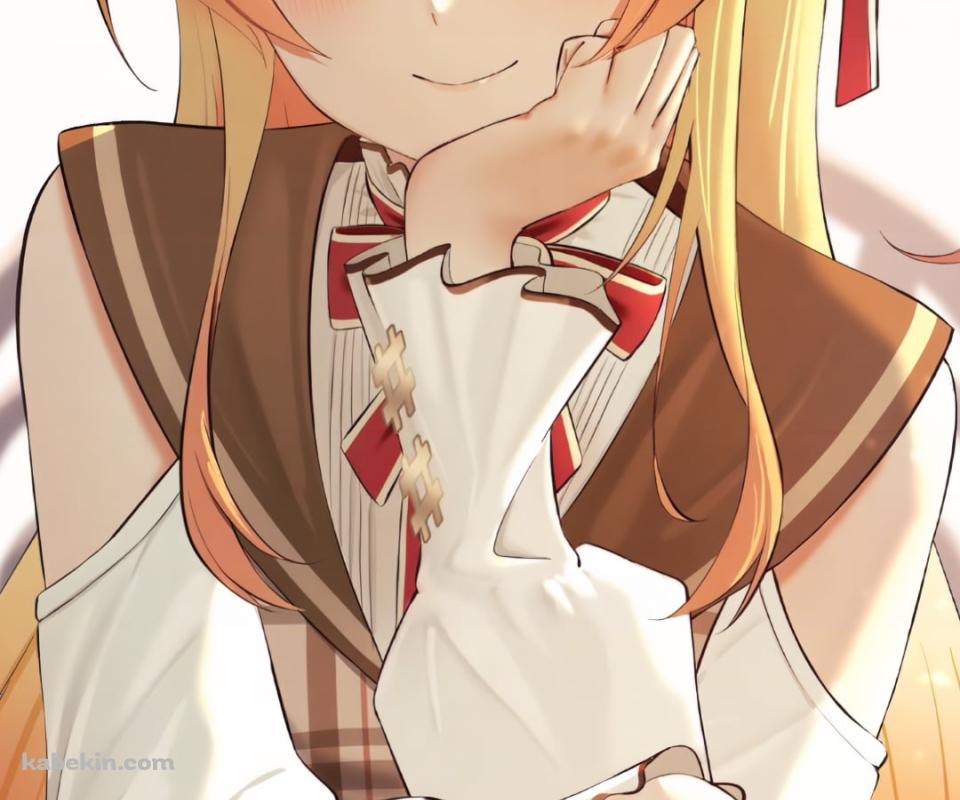 頬杖をつき微笑む可愛い音乃瀬奏 / ティーカップ / ホロライブ / バーチャルYouTuber / VtuberのAndroidの壁紙(960px x 800px) スマホ用