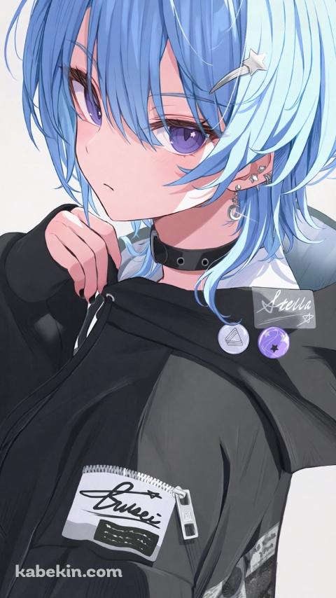 黒いパーカーを着たかっこいい星街すいせい / ホロライブ / バーチャルYouTuber / VtuberのAndroidの壁紙(480px x 854px) スマホ用