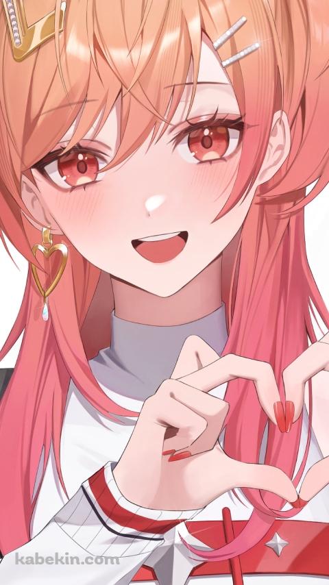 ハートを作り微笑む一条莉々華 / ホロライブ / バーチャルYouTuber / VtuberのAndroidの壁紙(480px x 854px) スマホ用