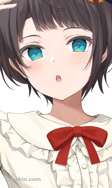 紺のベレー帽を被る大空スバル / ホロライブ / バーチャルYouTuber / VtuberのAndroidの壁紙(480px x 800px) スマホ用