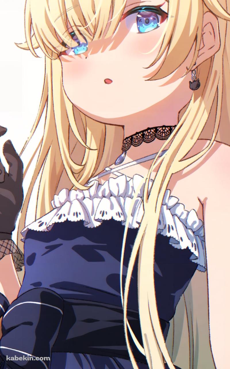 大きなリボンが付いた黒いドレスを着た可愛い藍沢エマ / ぶいすぽっ！ / バーチャルYouTuberのAndroidの壁紙(800px x 1280px) スマホ用