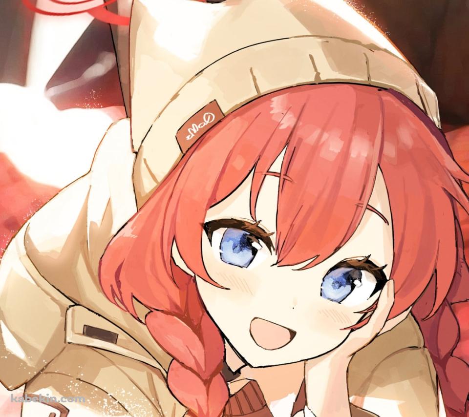 キャンピングカーの後部座席でリラックスする小塗マキ / ブルーアーカイブのAndroidの壁紙(960px x 854px) スマホ用