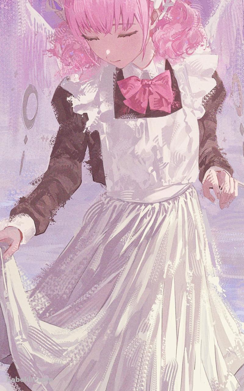 足を水で濡らすメイド姿の聖園ミカ / ブルーアーカイブのAndroidの壁紙(800px x 1280px) スマホ用