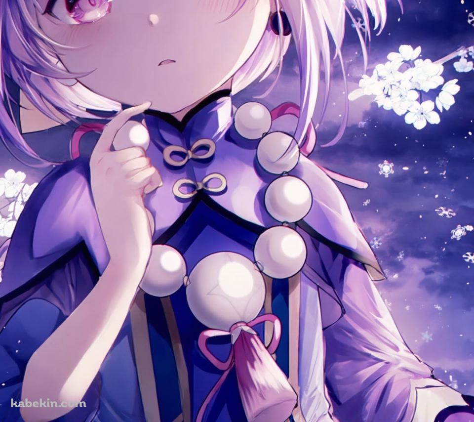 満月と光る花と七七 / 原神のAndroidの壁紙(960px x 854px) スマホ用