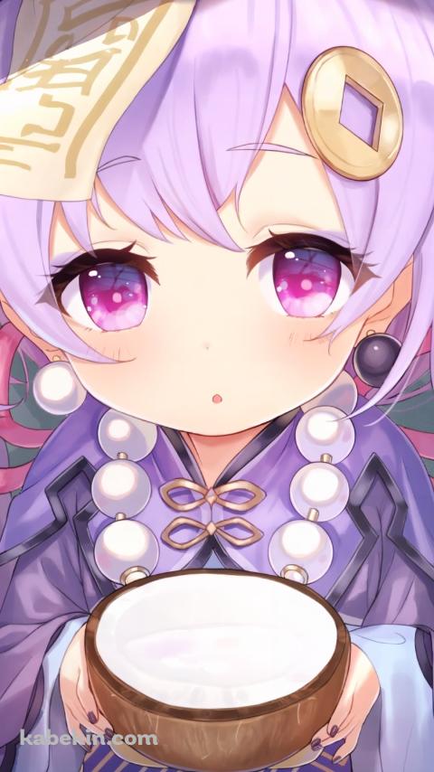 飲み物が入った器を持つ七七 / 原神のAndroidの壁紙(480px x 854px) スマホ用